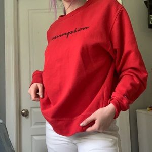Red champion crewneck sweatshirt
